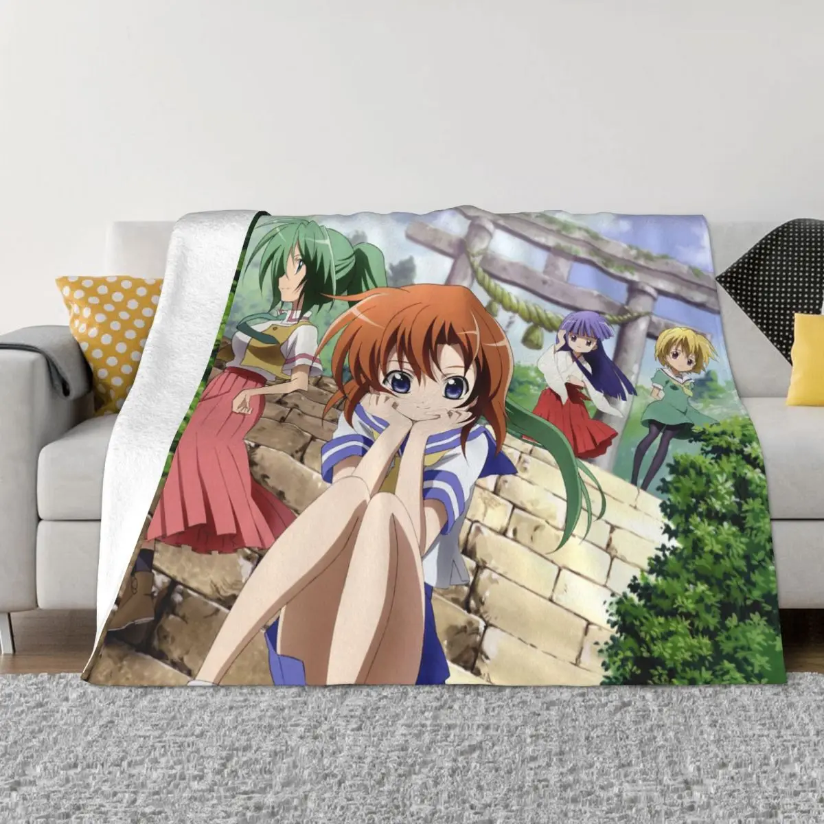 

Higurashi No Naku Koro Ni Rena Blanket Cover When They Cry Anime Wool Throw Blankets Summer Air Conditioning Decor Bedspreads