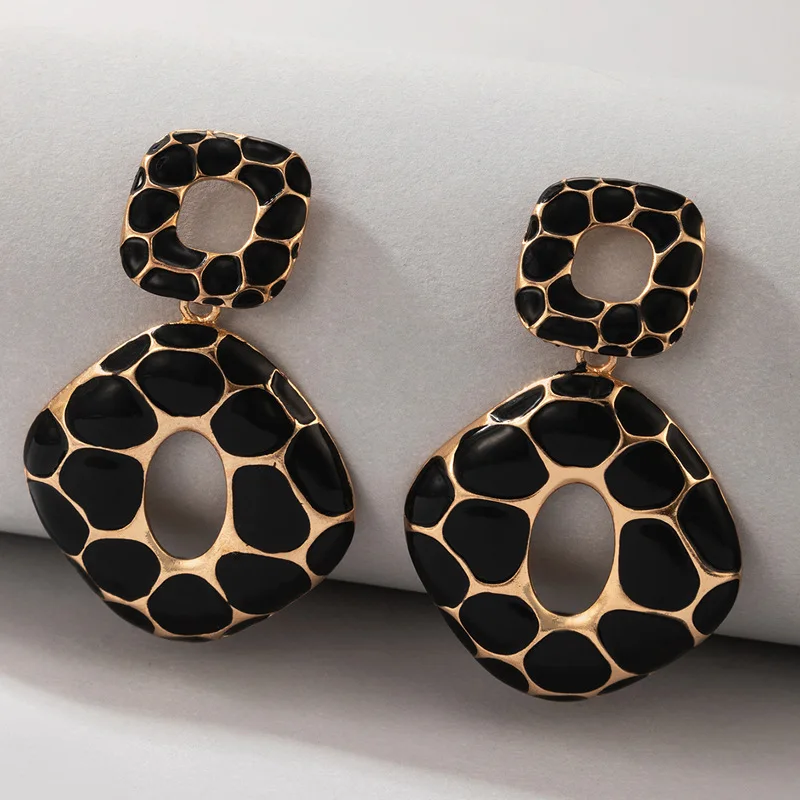 

Earrings 2023 Trend New Boho Fashion Earrings For Women Cool Stuff Personality Square Leopard Print Geometry Vintage Jewelry