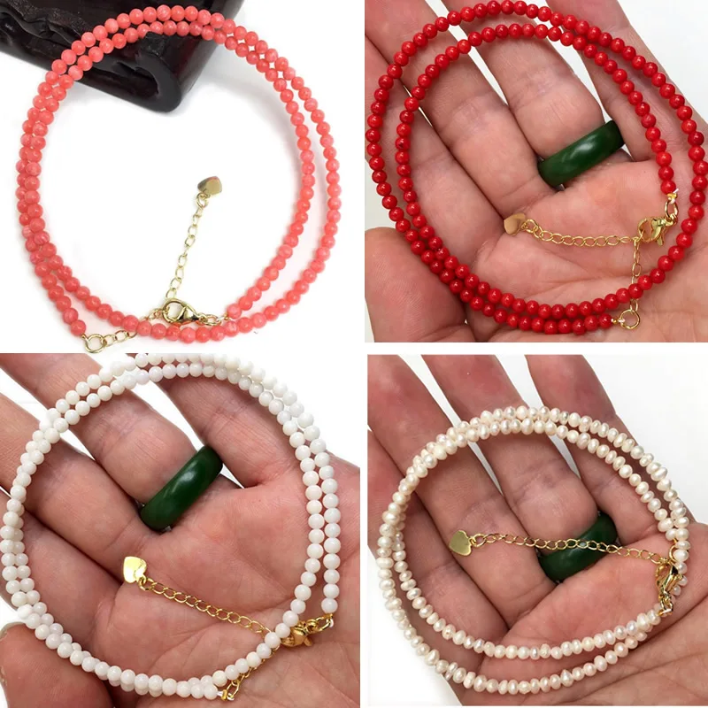 Trendy Love Pearl Red coral Necklace Female Personality Travel Party Fashion Clavicle Necklace Accessories collar perlas collar