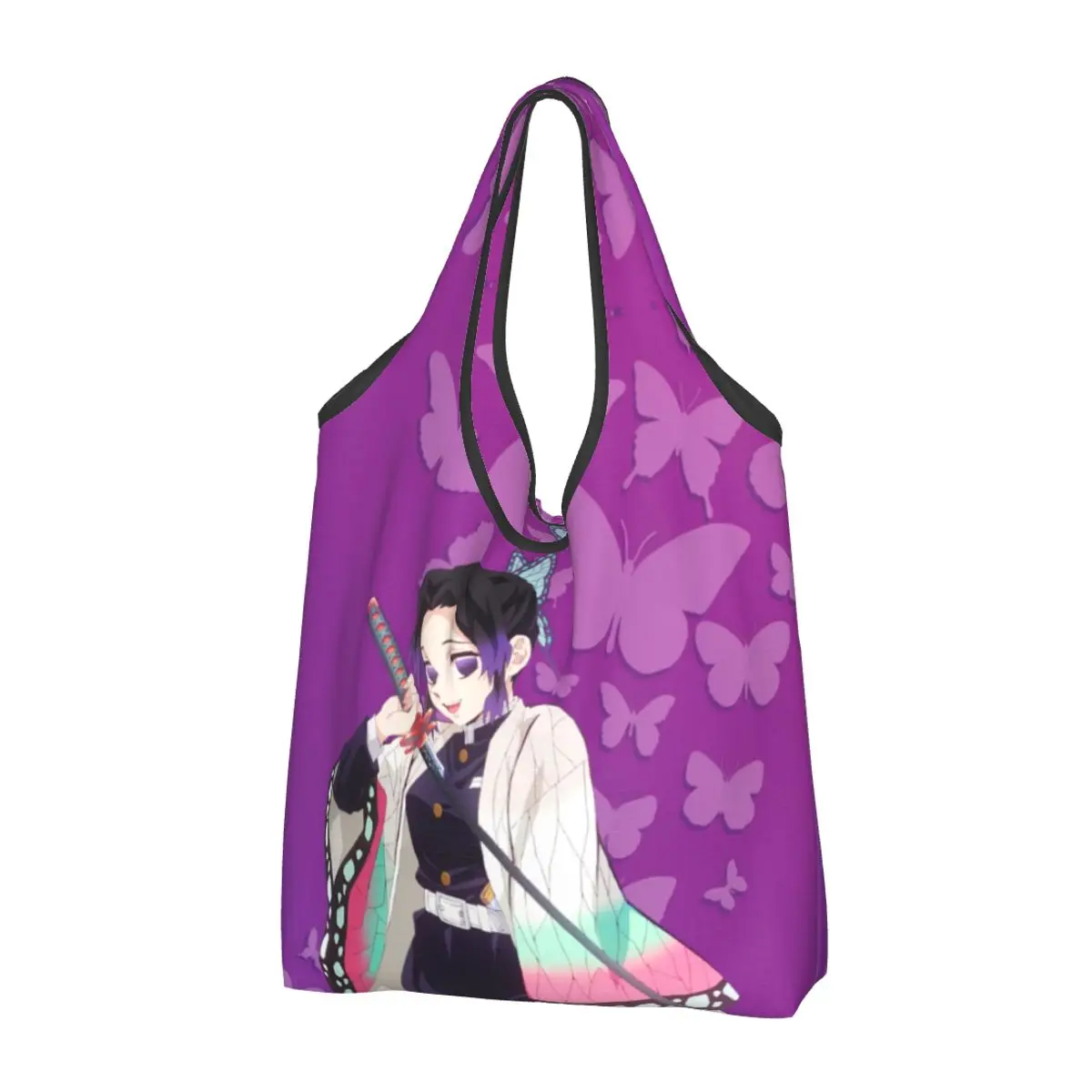 

Reusable Kocho Shinobu Demon Slayer Grocery Bags Recycle Foldable Anime Kimetsu No Yaiba Shopping Tote Bag Washable Lightweight