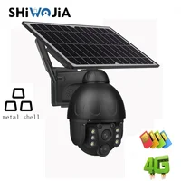 SHIWOJIA 4G Version 1080P HD Solar Panel Outdoor Video Surveillance Camera Smart Home Alarm Security Cam Metal Shell Cctv