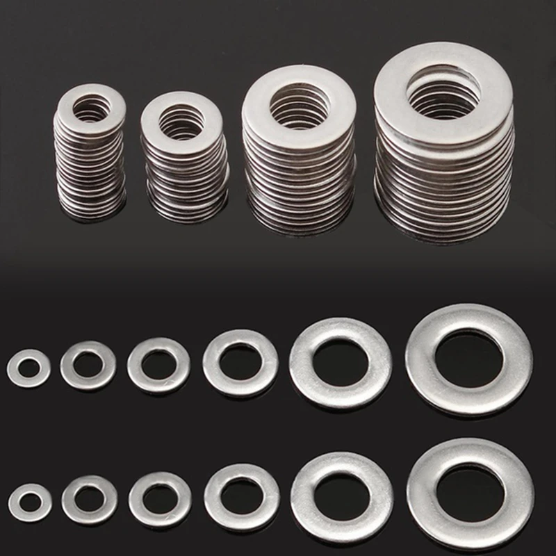210Pcs 304 Flat Stainless Steel Washers M3 M4 M5 M6 M8 M10 For Screws Repair Kit Tool images - 6