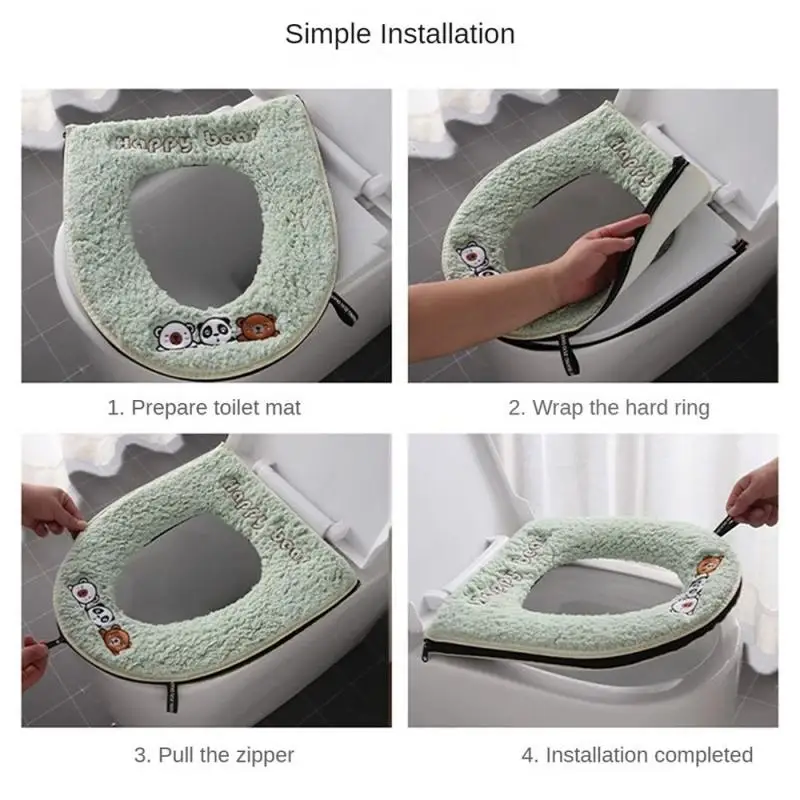 Универсальный чехол на сиденье унитаза зимний теплый мягкий коврик для моющийся