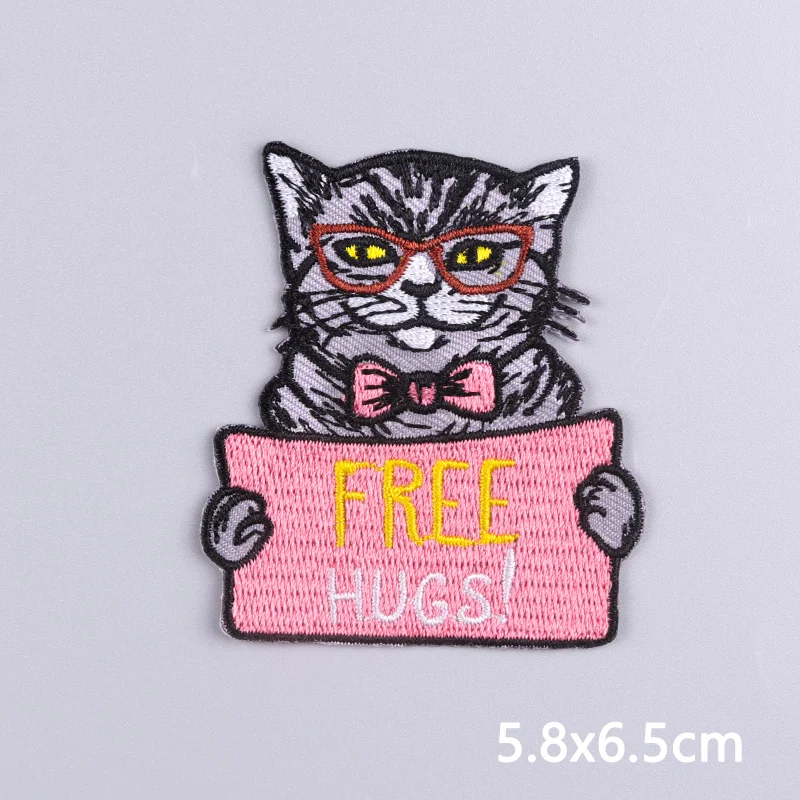 Аппликация с милым котом вышитые нашивки для одежды наклейки Мультяшные