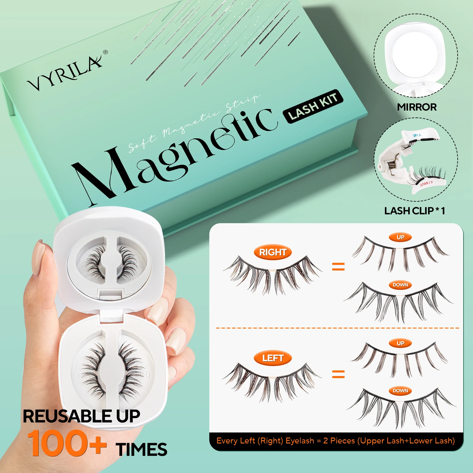 VYRILA Upgrade Magnetic Eyelashes BrownBlack Reusable Soft Magnetic Lash with Applicator Natural Look No Glue Needed Lashes Kit (art.: 3920cf59aa4bb) - 3920cf59aa4bb
