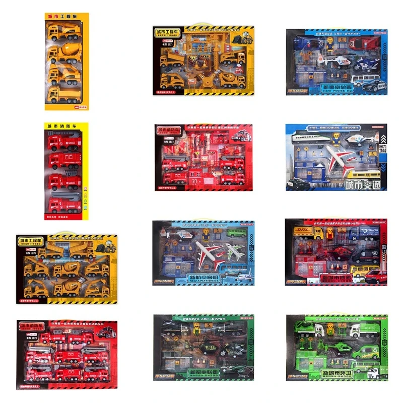 

Engineering Urban City Vehicle Set Construction Sanitation Vehicle Friction Aircraft Set Multi-function Pull Back Toy