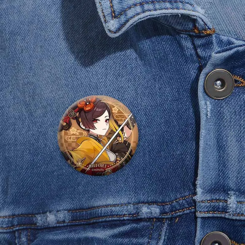 Фото Anime Game Genshin Impact Klee Hu Tao Eula Nahida Chiori Badge Cute Cartoon Button Pin Clothes Backpack Round Brooch Accessories №3