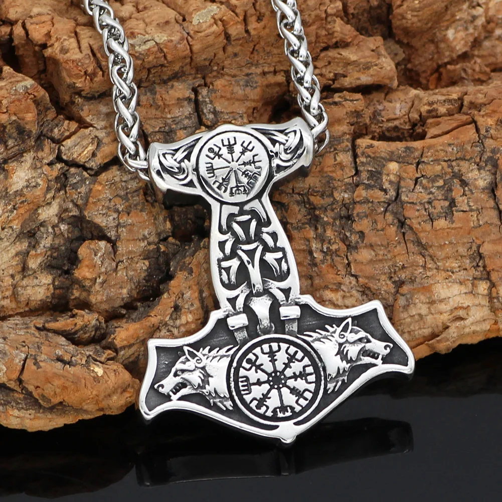

Скандинавский Викинг Молот Тора из нержавеющей стали Mjolnir odin wolf vegvisir подвеска ожерелье с valknut подарочный пакет