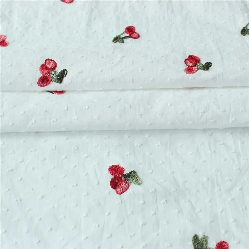 

145x50cm 40s Cotton White Cloth Jacquard Embroidery Lining Idyllic Minimalist Shirt Skirt Children's Clothing Fabric