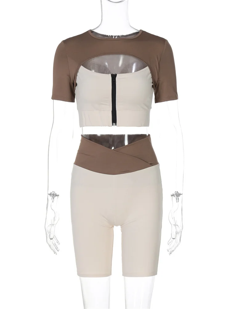 Tossy контрастный лоскутный комплект из 2 предметов шорты спортивный костюм