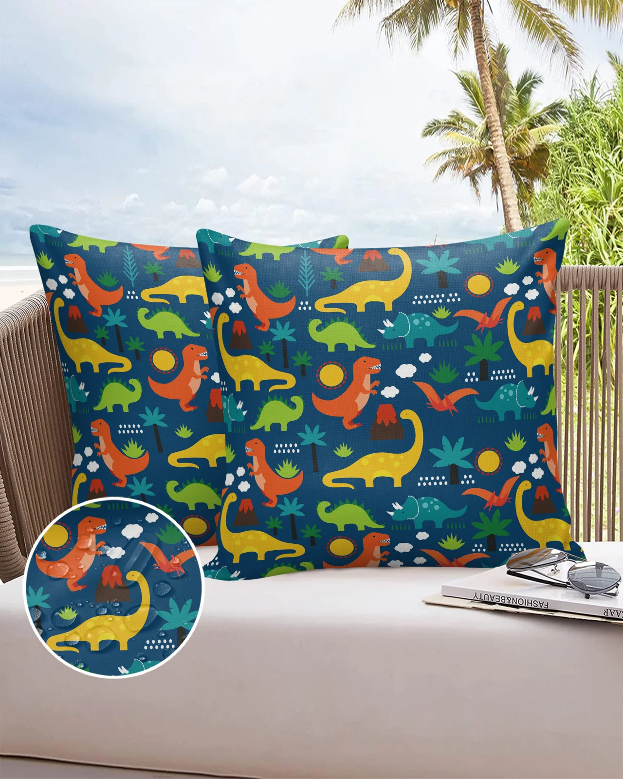 

Dinosaur Cartoon Cute Sofa Double-sided Printing Pillow Covers 30 X 50cm Waterproof Square Pillowcase for Bedroom