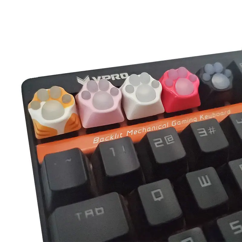 

Cute Keycaps 3D Soft Silicone Cat Paw Pad Mechanical Keyboard Aluminum Alloy Base Keycap Pink/black/white Color Key Caps