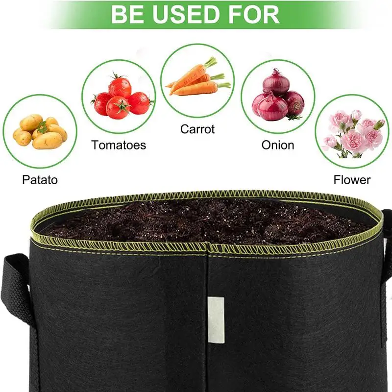 

Plants Grow Bag 5 Pack Heavy Duty Fabric Pots Durable Planting Pot With Handles For Growing Potato Onion Tomato Carrot Fruits