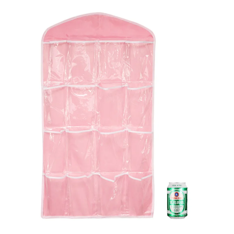 

2pcs 16slots Clothing Storage Organizer Rack for Closet New Clear Hanging Sock Underwear Pantie Storage Holder Wardrobe Portable
