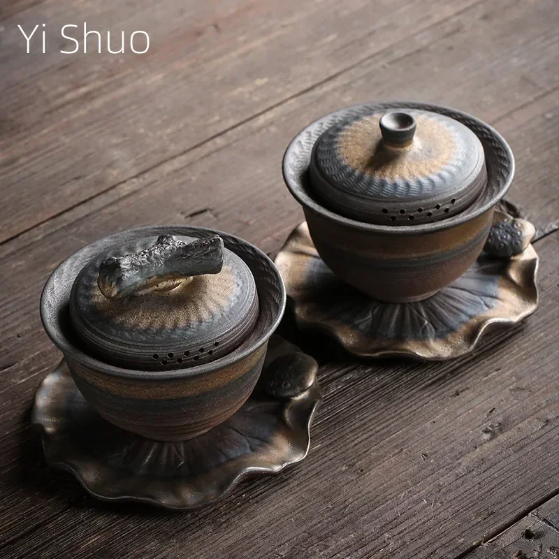 Ручной нож Прыгающий чайник Чайная чашка Железная глазурь чаша Sopera De Ceramica Грубая