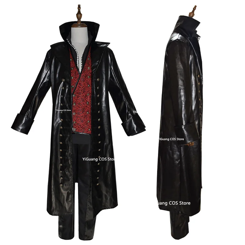 

Game Once Upon A Time Costume Captain Hook Costume Full Set Adult Men Halloween Party Cosplay Costume