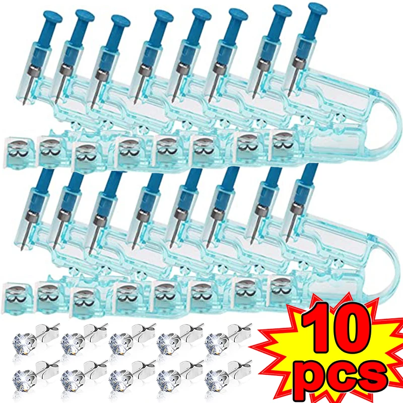 1-10Pcs Safety Ear Piercing Gun Kit Disposable Disinfect Safety Earring Piercer Machine Nose Clip Body Jewelry Piercing Tool