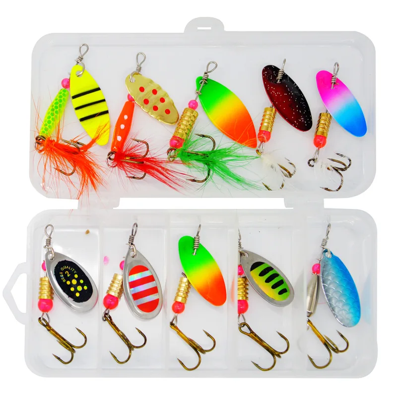 

10pcs/box Spoonbait Crankbaits Fishing Wobblers for Pike Crochet Kit Artificial Bait Metal Spoon Spinner Fishing Lure Lures