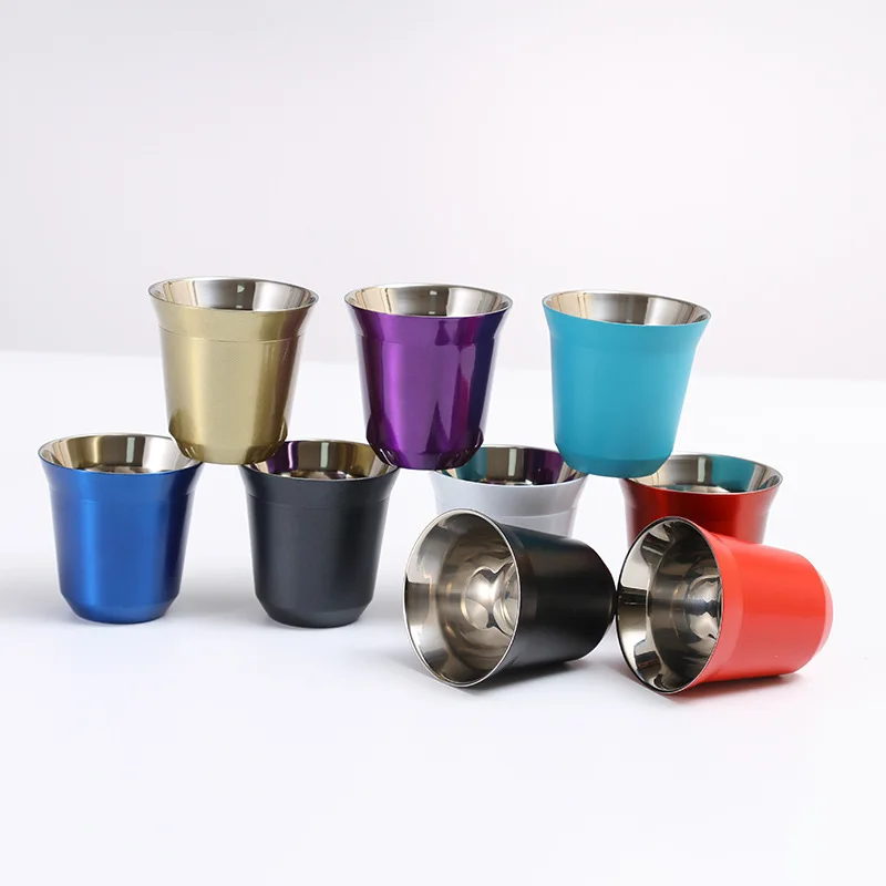 

Espresso Mugs Coffee Milk Water Drink Breakfast Cups Double Wall 304 Food Grade Stainless Steel Safety Health Polychrome Teacup