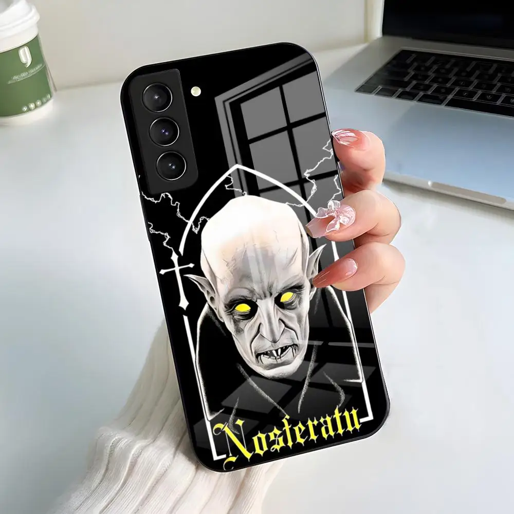 Фото Чехол для телефона N-nosferatu Classic Horror Movie для Samsung S25 S24 FE S23 S22 S21 Plus S20 Ultra Note20Ultra, черный стеклянный чехол №3