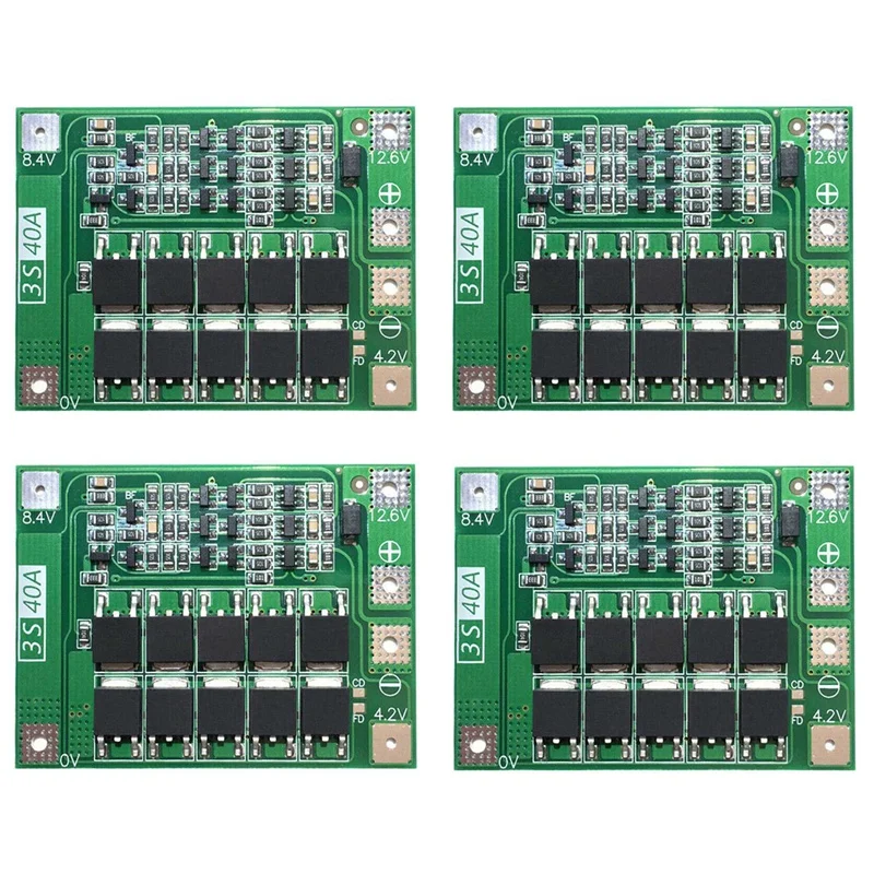 

4X 3S 40A Li-Ion Lithium Battery Charger Protection Board PCB BMS For Drill Motor 11.1V 12.6V Lipo Cell Module
