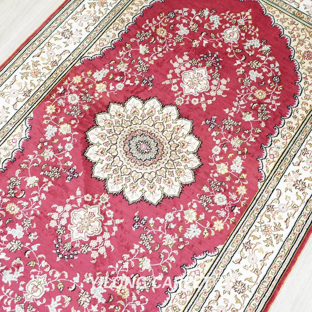 Шелковый коврик Тебриз 91x152 см красный турецкий Восточный ковер ручной работы с