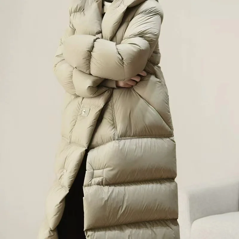 Women's Down Jacket Long Winter 2023 New Oversized Warm Thick Casual Coat Female High Street Bat Sleeve Loose Down Parkas Parks