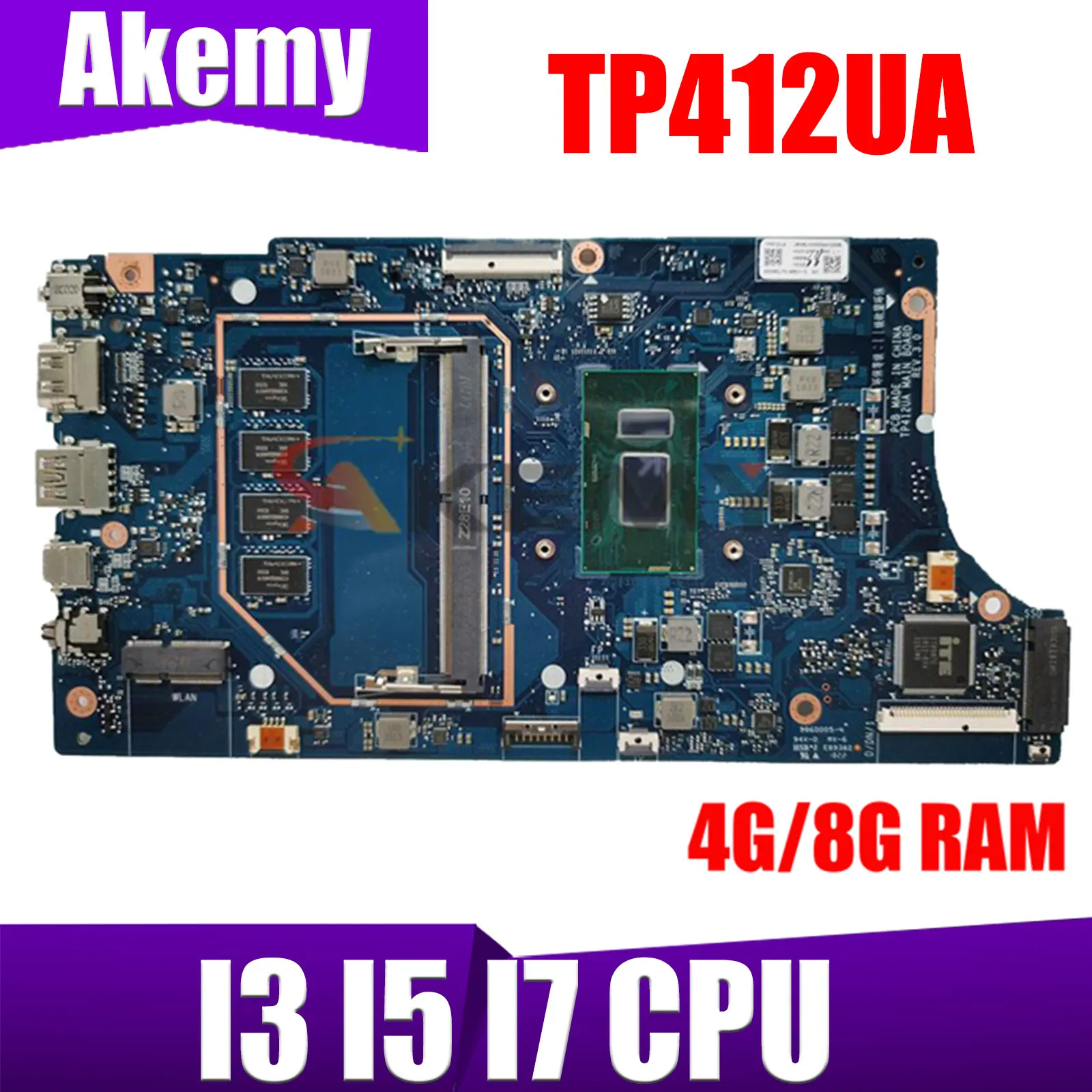 

TP412UA Laptop Motherboard For ASUS Vivobook Flip 14 TP412 TP412U TP412UAF Mainboard With I3 I5 I7 CPU 4GB or 8GB 100% Test OK