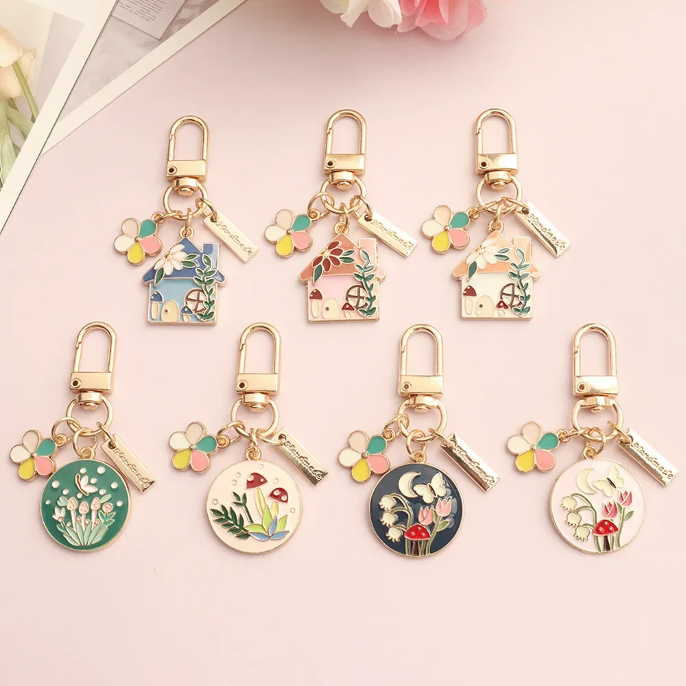 Милый грибной домик цветок подвеска для Airpods брелок из сплава сумка подвесное
