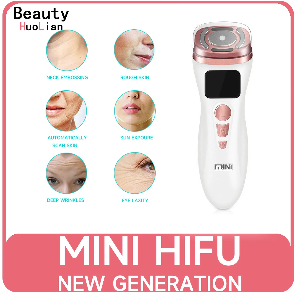2nd Generation Mini HIFU Machine Ultrasound RF EMS Facial Beauty Device Face Massager Neck Lifting Tightening Rejuvenation Tool