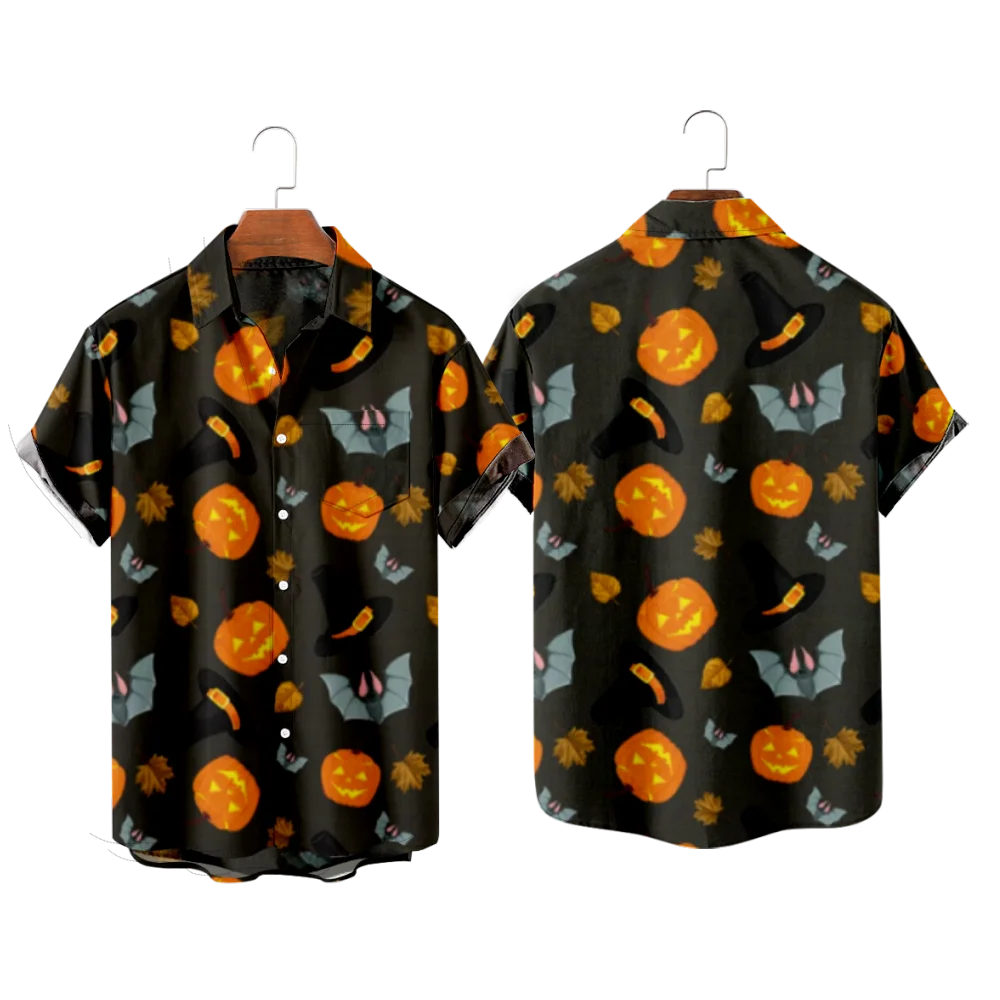 

2022 Men's Summer Casual Short Sleeve Shirts Halloween 3d Printed Hip Hop Shirts Hawaiian Short Sleeve Summer Men and Women