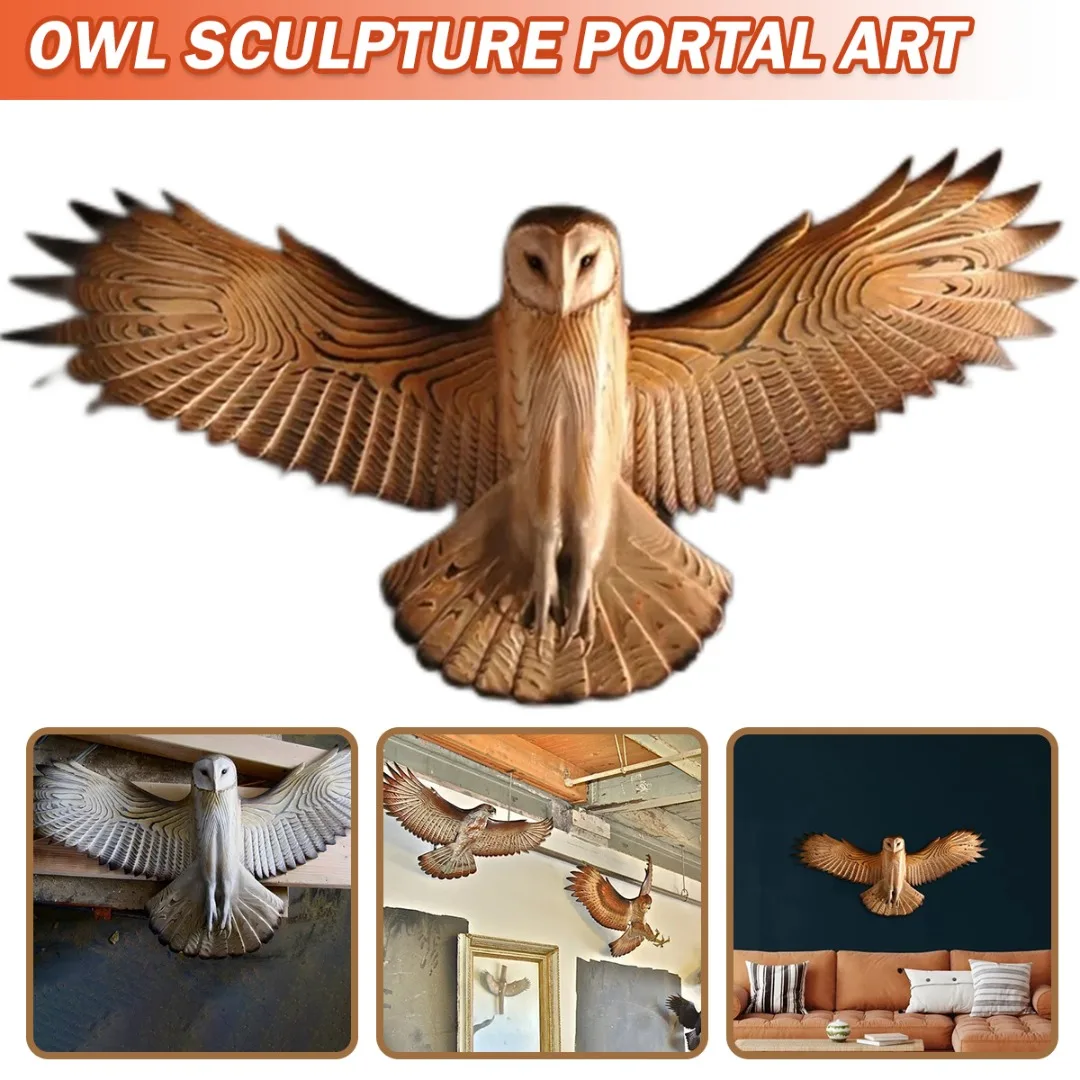

Barn Owl Sculpture Wall Art Resin Craft Living Room Outdoor Garden Office Home Decoration Vivid Owl Craft Hanging Decor