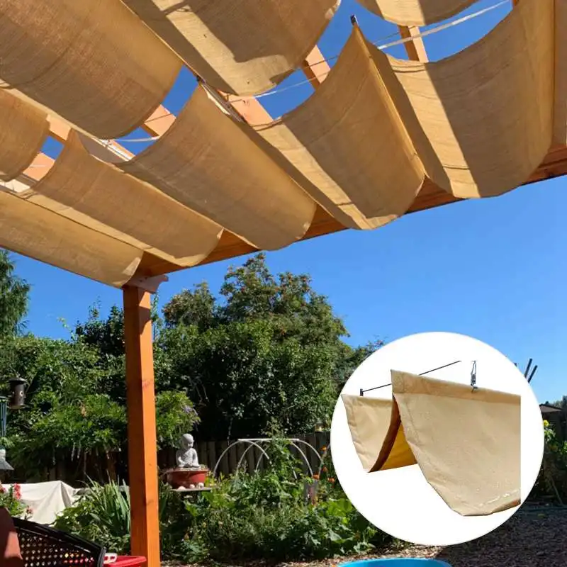 

Outdoor 300D Polyester Waterproof Retractable Wave Sun Shade Sail Pergola Awnings Rainproof Garden Shelter Sunshade Net Canopy