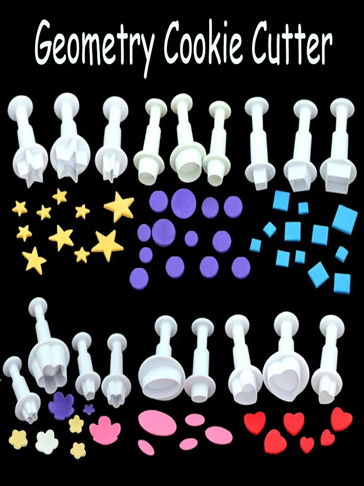 

DIY Geometry Flower Plunger Fondant Mold Cutter Cookie Maker Sugarcraft tools Modelling Cutter Christmas Cake Decorating Tools