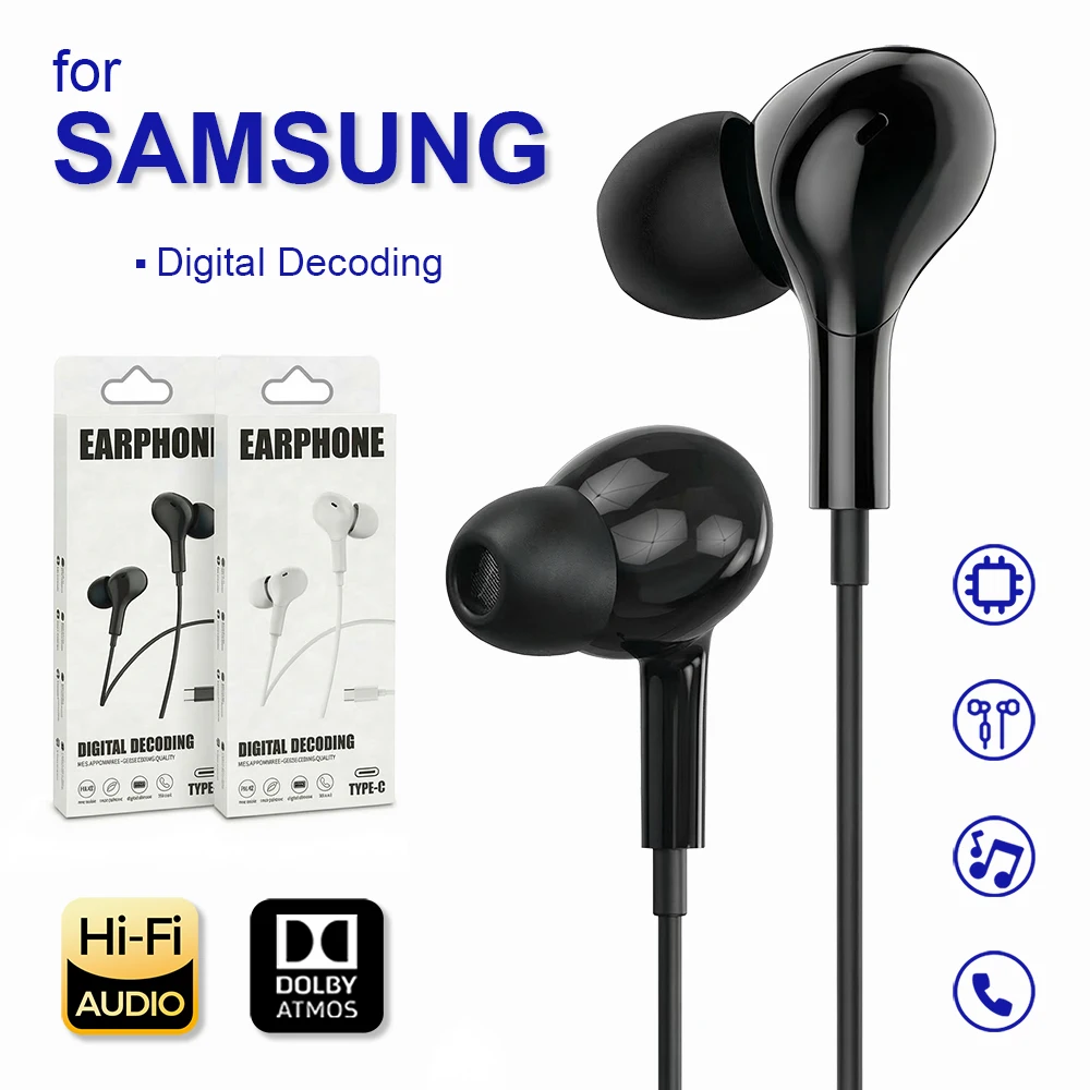 Фото Проводные наушники USB Type-C HiFi с микрофоном, Hi-Res Audio, для Samsung Galaxy S26 S25 S24 S23 S22 Ultra №1