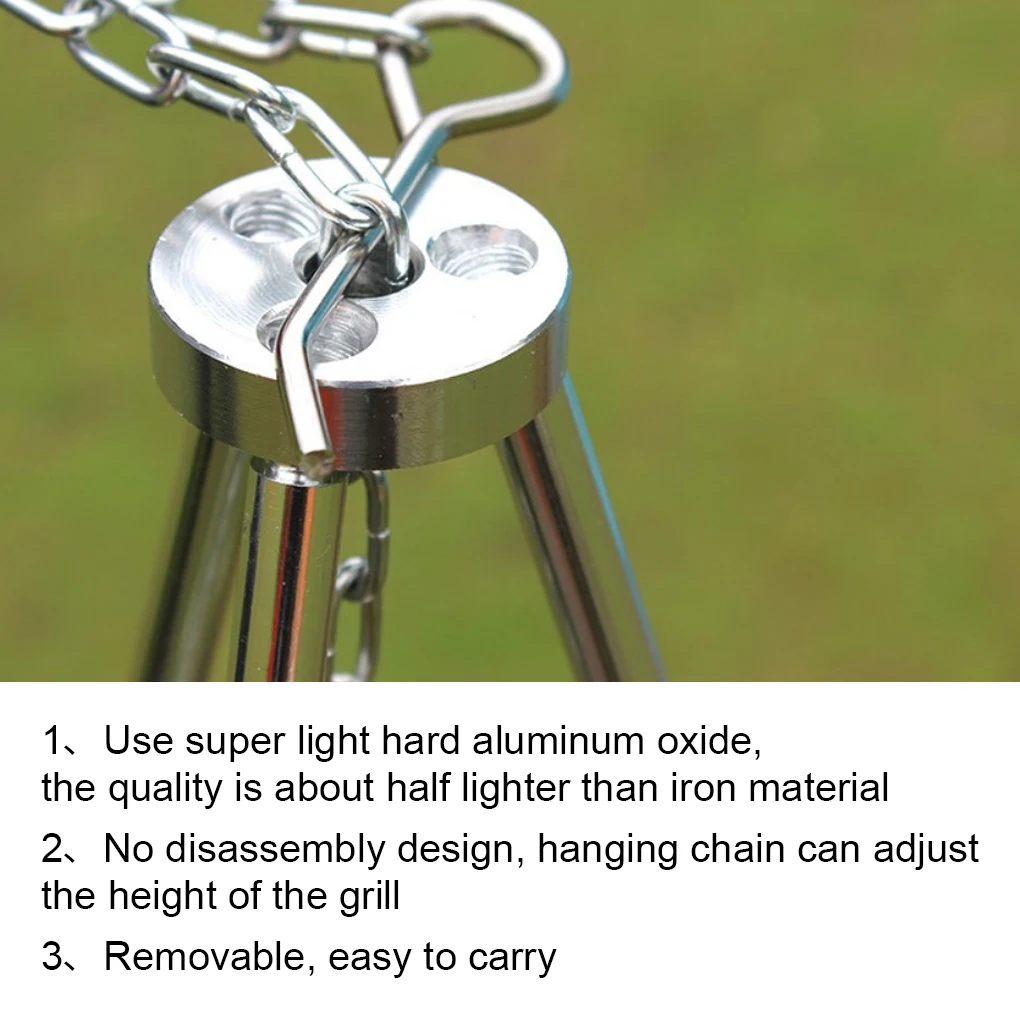 

Campfire Grill Tripod Hanging Pot Camping Holder Cooking Hanging Cookware Stand Kit Hiking Fishing Barbecue Grilling