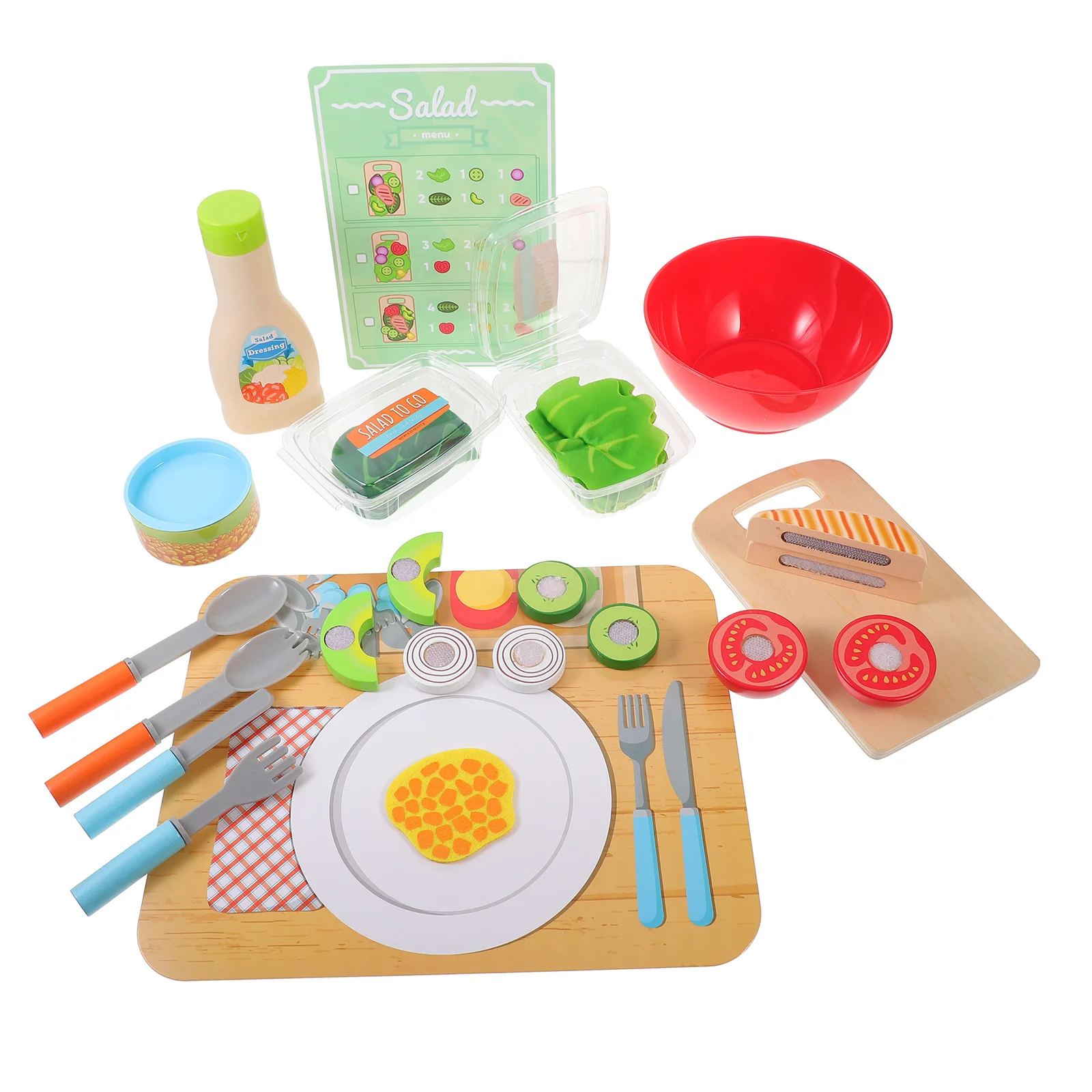 

1 Set Simulation Food Cutting Toy Wooden Salad Making Pretend Play Toys