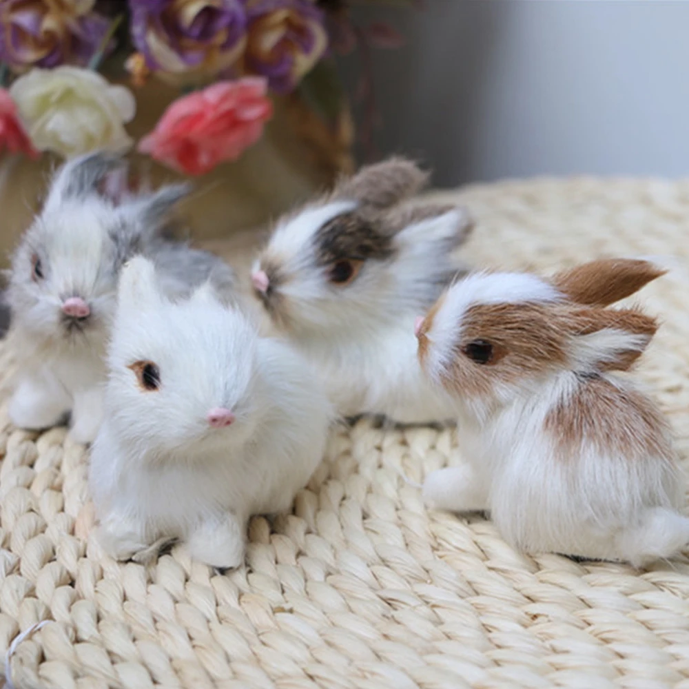 

5CM Mini Cute White Plush Rabbits Lifelike Stuffed Animals Easter Bunny Simulation Model Birthday Gift Rabbit Toy