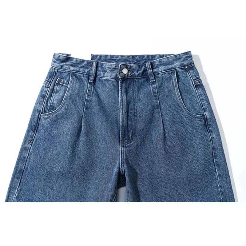 Streetwear Men Large Loose Broad Leg Blue Jeans Autumn and Winter New Pattern Falling Feeling Mopping The Floor Trousers Female