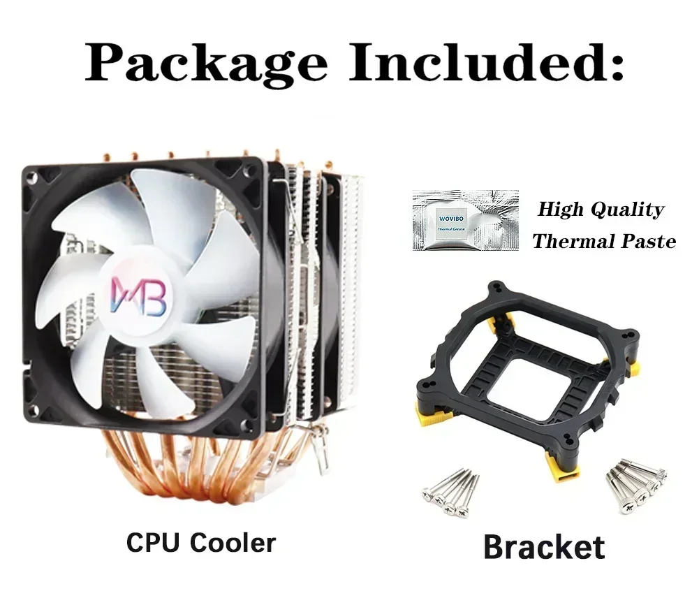 Кулер процессора WOVIBO 6 тепловых трубок радиатор 90 мм ШИМ 4 контакта для Intel LGA 1150 1151
