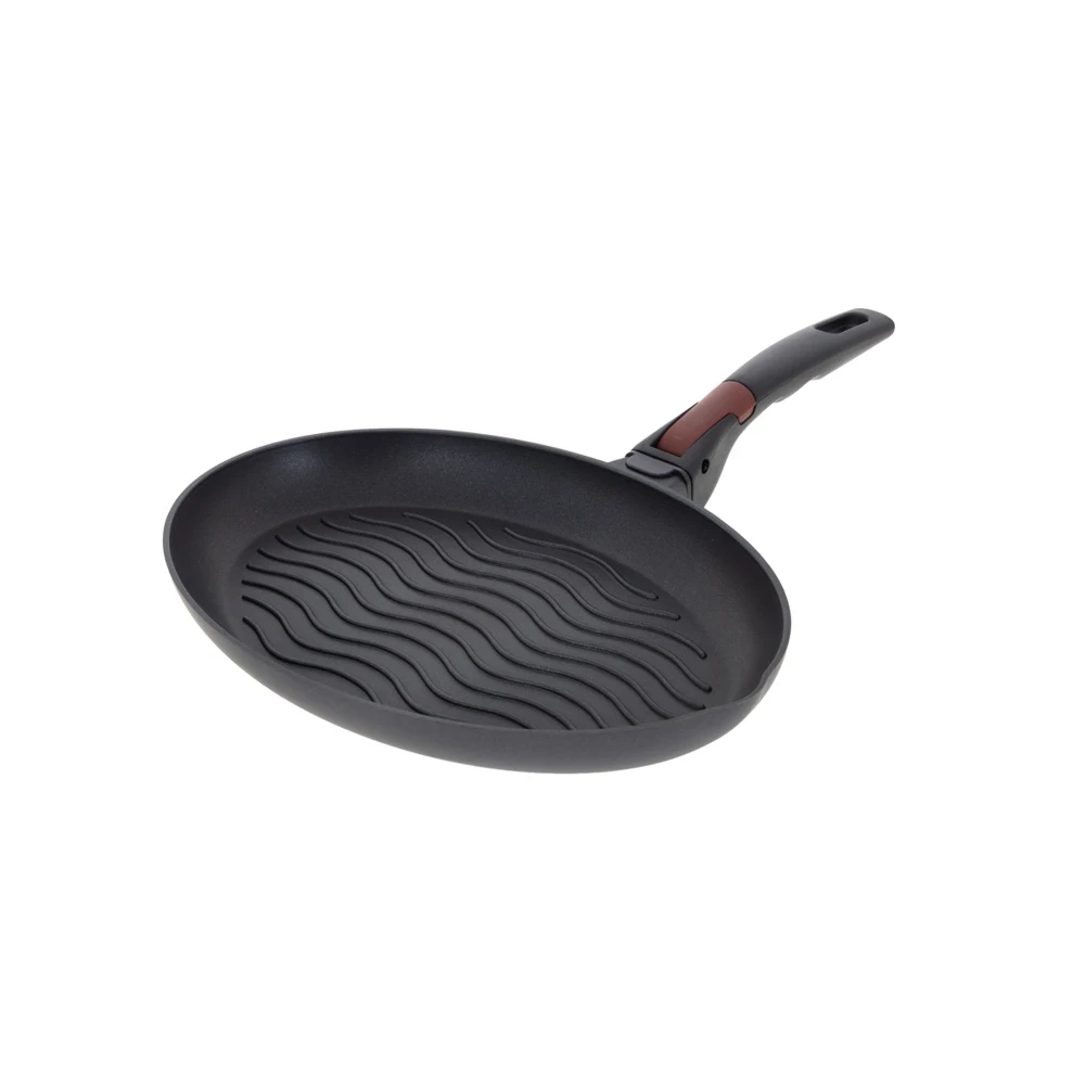 Сковорода-гриль для рыбы с антипригарным покрытием съёмной ручкой без крышки 34x23