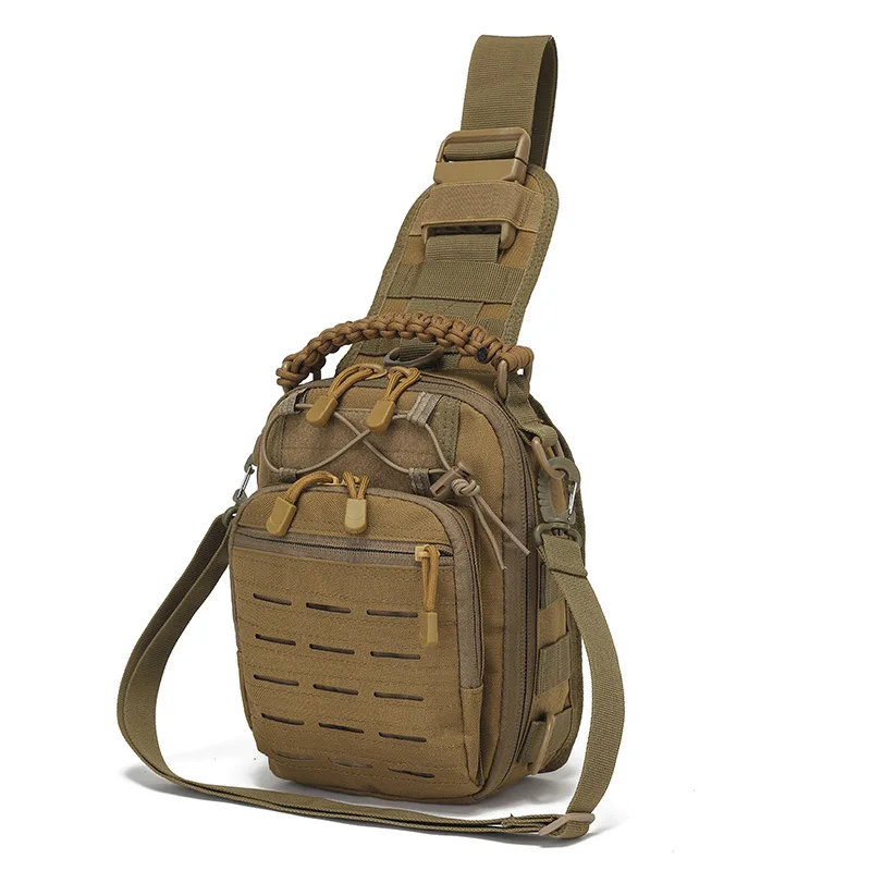 

Single Shoulder Diagonal Straddle Outdoor Portable Riding Camouflage Outdoor Sports Small Chest Handbag Laser Punching Satchel