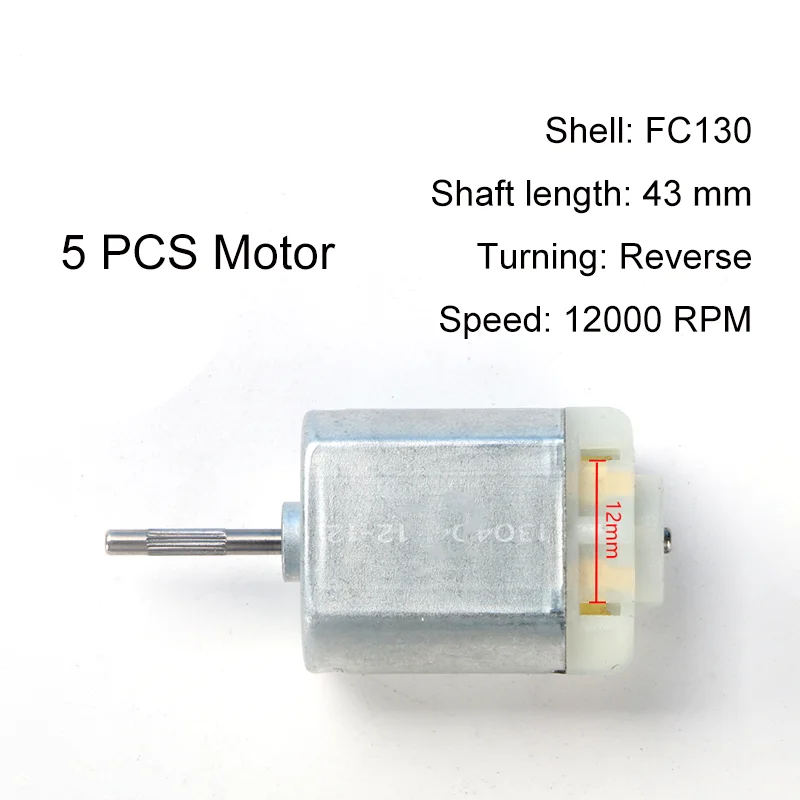 

5 PCS OEM Motor FC130 DC 12000 RPM 43mm DIY Engine For Car Replacement Power Accesseries Reverse Toy High Quality