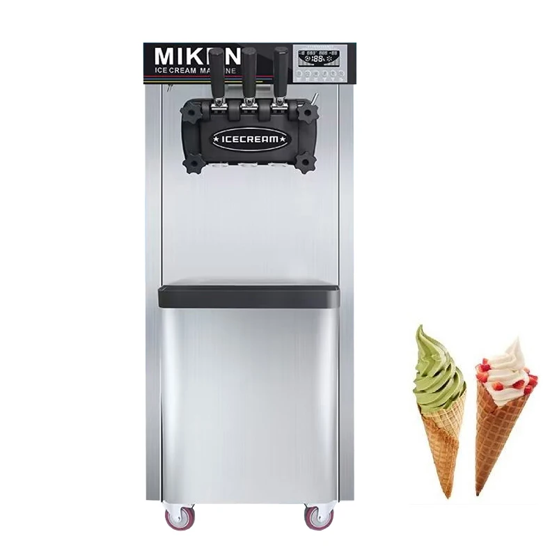 

Ice Cream Maker Vertical 3 Flavors Soft Serve Ice Cream Machines Sweet Cones Freezing Equipment Kitchen Appliances