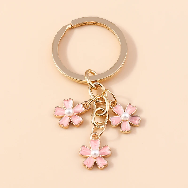 

Cute Enamel Flower Charms Keychains Souvenir Gifts for Women Men Car Key Handbag Pendants Keyrings DIY Jewelry Accessories