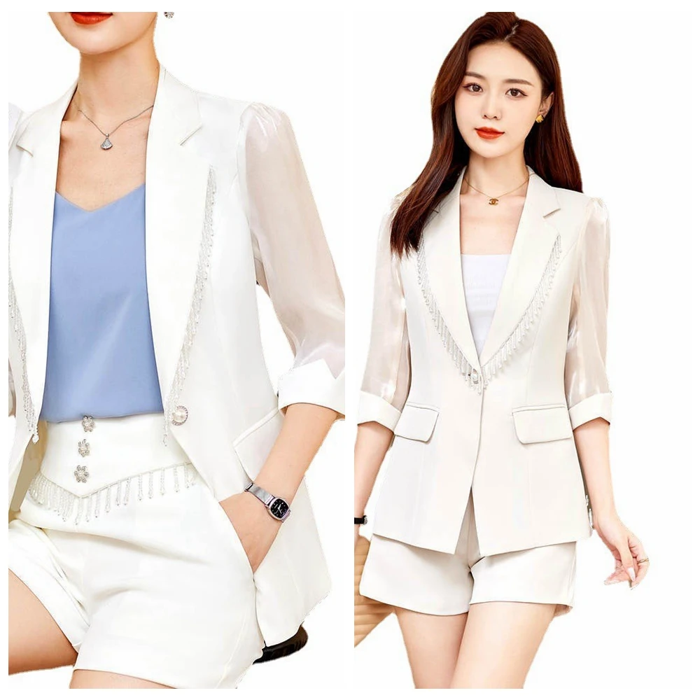 Superior Quality  2023 Summer Formal Ladies Fashion Blazer Women Business with Sets Work Wear Office Casual Shorts Jacket Suits