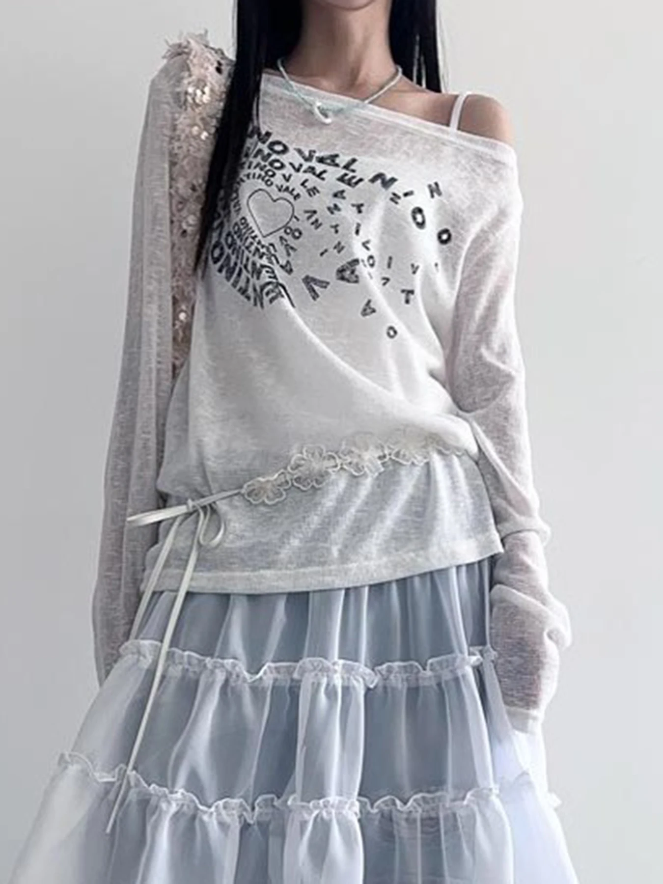 Iuae Тонкая накидка в форме сердца с длинными рукавами женский сложенный топ