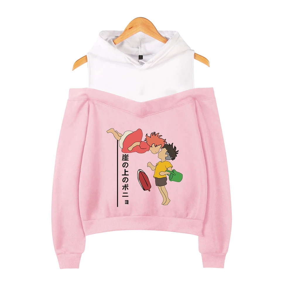 

Women y2k Clothes Ponyo On The Cliff Womens Hoodie Anime Movie girls Hoodies Sweatshirt Women Pullover Off Shoulder Top ladies