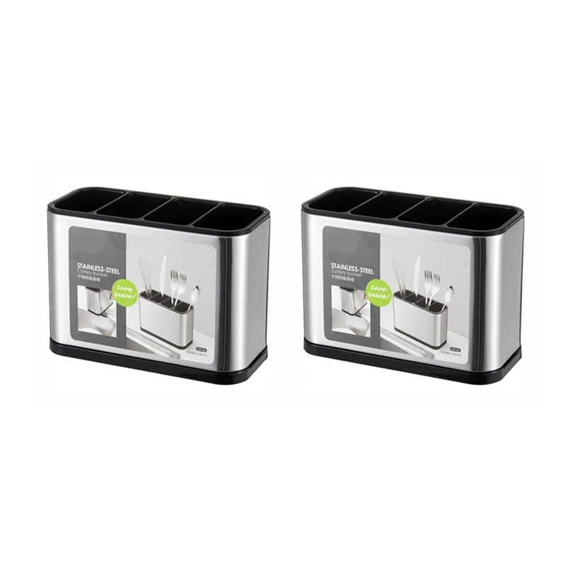 

2X Kitchen Cutlery Organizer Knife Stand Plastic Drain Storage Holder Spoon Fork Chopstick Kitchenware Cooking Tool