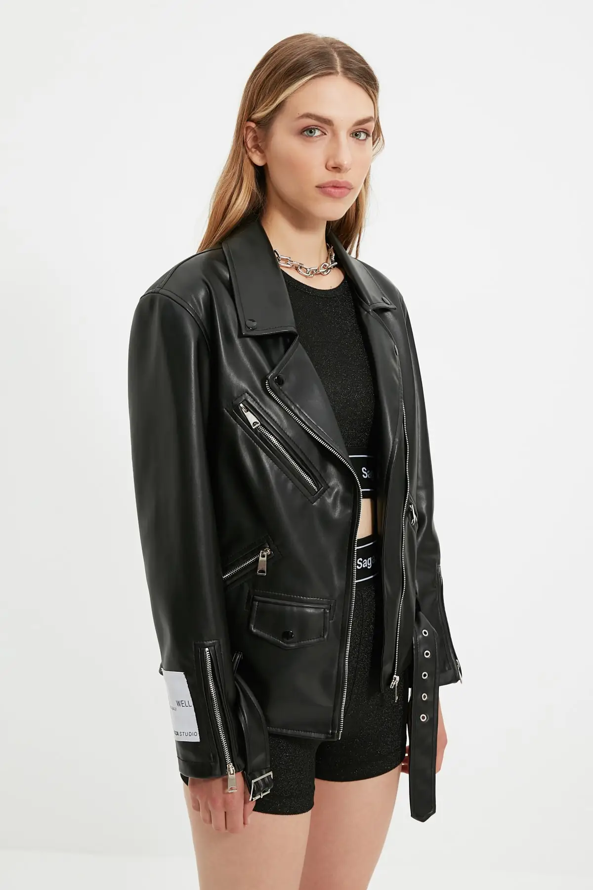 Байкерская куртка из искусственной кожи Trendyol X Sagaza Studio TPRAW22CE0560 |
